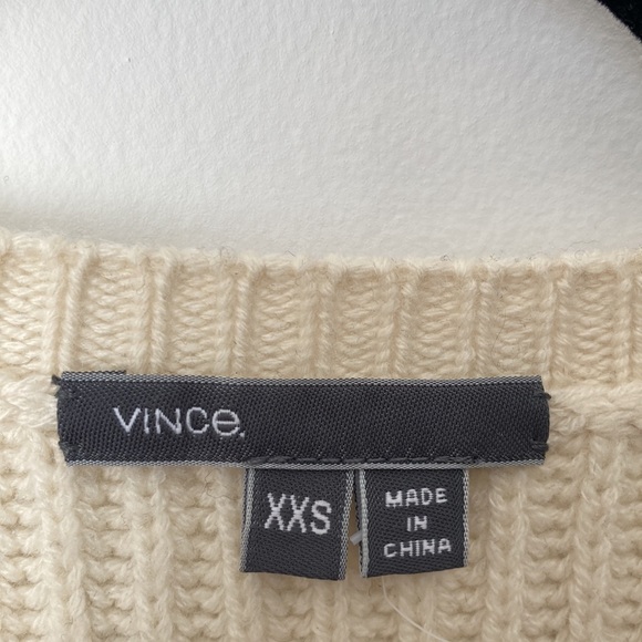 Vince Striped Wool/Cashmere XXS Sweater - Cream/Navy - Picture 3 of 5